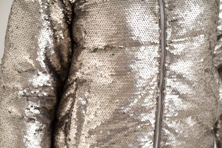 Dámská zimní bunda s glitry - stříbrná -