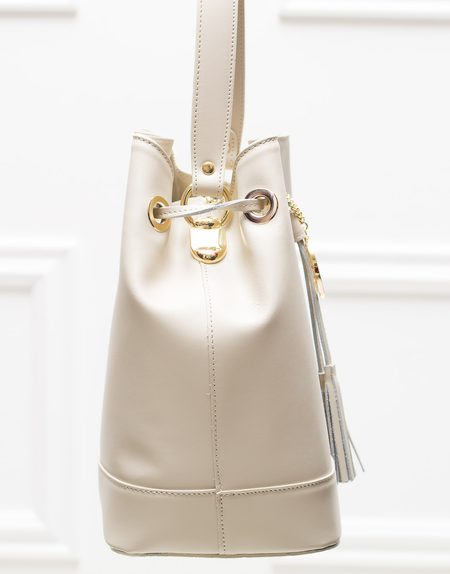 Dámská kožená kabelka vak - béžová -