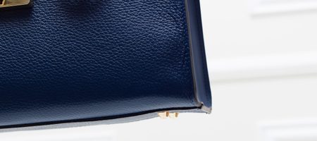 Dámska kožená kabelka kombináciám kože matná - modrá -
