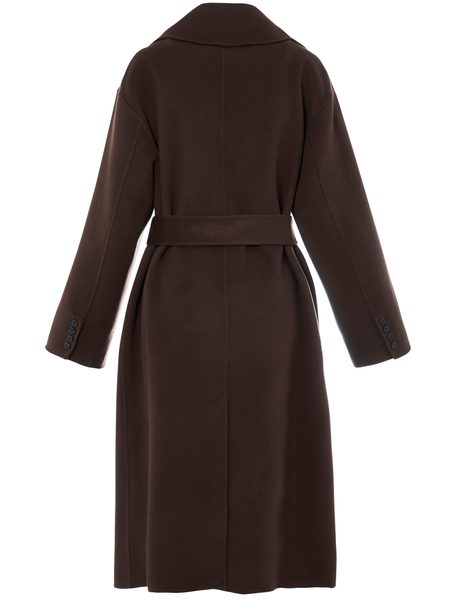 Prémiový kabát z česané vlny choco -