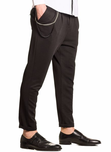 Pánske nohavice s retiazkou čierne -