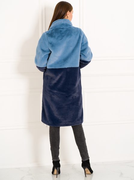 Dámský oboustranný kabát kombinace modré -