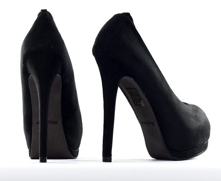 Dámské lodičky na platformě černé semišové -