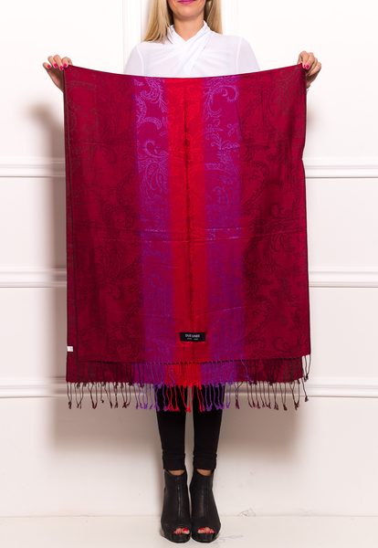 Dámská šála barevná s pruhy - červená -