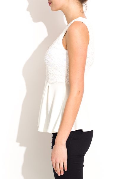 Dámské krajkové tílko peplum bílá -