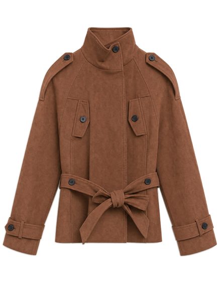 Compleu tip piele întoarsă pantaloni și jachetă -