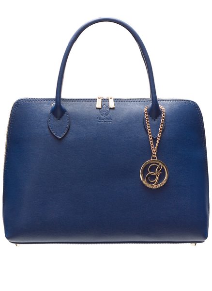 Dámska kožená kabelka zo safiánové kože - modrá -