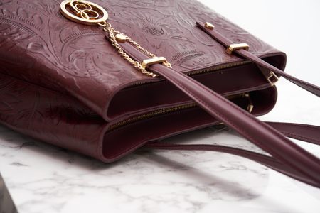 Real leather shoulder bag Glamorous by GLAM - Wine -