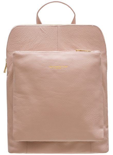 Dámský kožený batoh jednoduchý - práškově růžová -