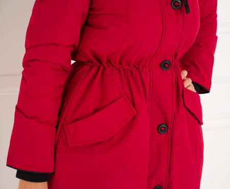 Chaqueta de invierno para mujer con piel de zorro real Due Linee - Rojo -