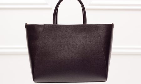 Kožená kabelka zo safiánové kože jednoduchá - tmavo hnedá -