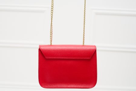 Dámská kožená crossbody kabelka ražená - červená -