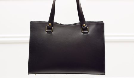 Dámska kožená kabelka so srsťou čierno - biela -