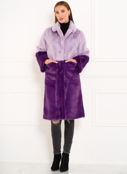 Płaszcz teddy Due Linee - purpurowy -