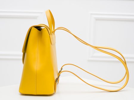 Women's real leather backpack Glamorous by GLAM - Yellow -