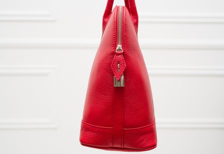Kožená kabelka vacsie do ruky - červená -