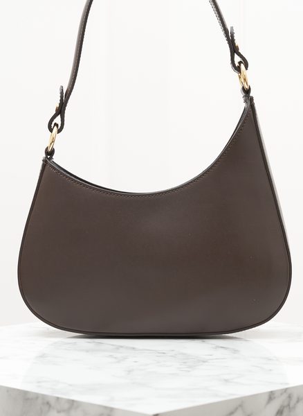 Kožená kabelka ražená tmavě hnědá -