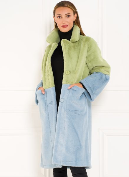 Dámský oboustranný kabát zeleno - modrá -