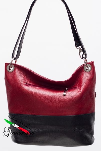 Kožená kabelka variabilný červeno - čierna -