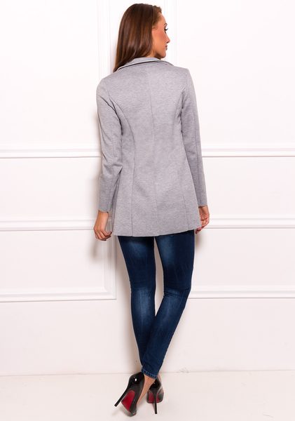 Dámský blazer bez zapínání - šedá -