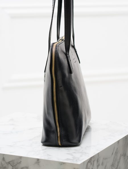 Damska skórzana torebka na ramię Glamorous by GLAM Santa Croce - czarny -