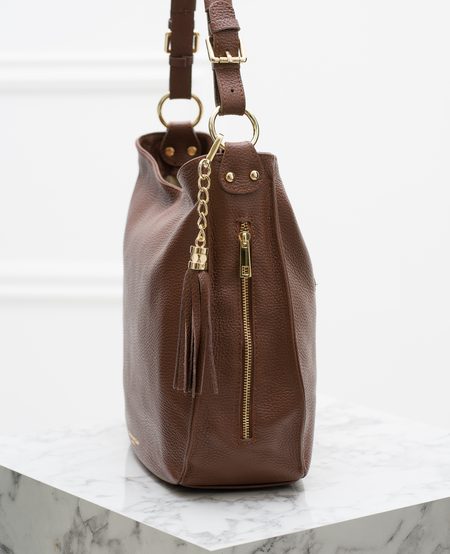 Real leather shoulder bag Glamorous by GLAM - Brown -