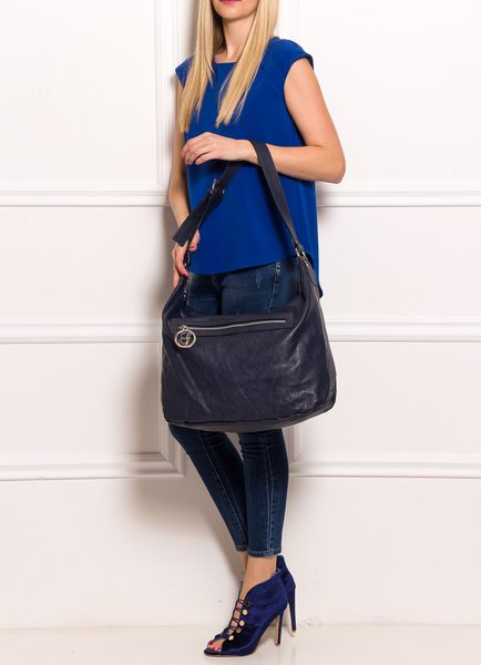 Real leather shoulder bag Glamorous by GLAM - Dark blue -