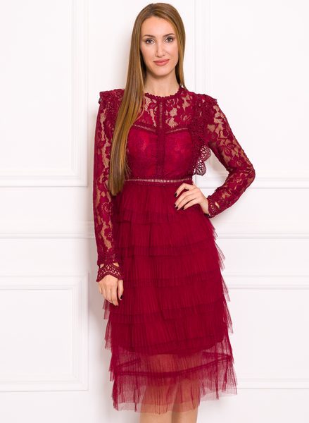 Rochie dantelă de damă Due Linee - Culoarea vinului -