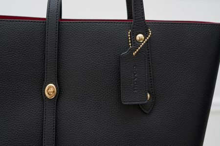 Real leather shopper bag Coach - Black -