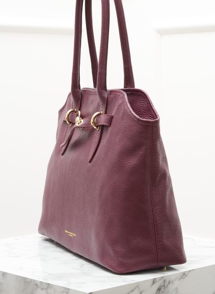 Kožená kabelka přes rameno vínová -