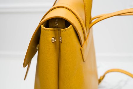 Women's real leather backpack Glamorous by GLAM - Yellow -