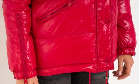 Chaqueta de invierno para mujer con piel de zorro real Due Linee - Rojo -