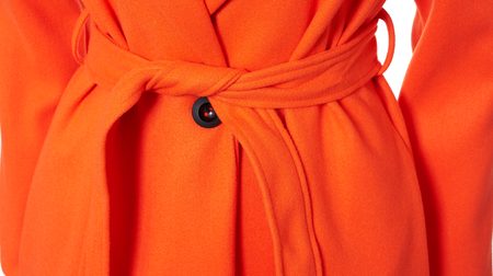Dámský oversize flaušový kabát s vázáním oranžový -