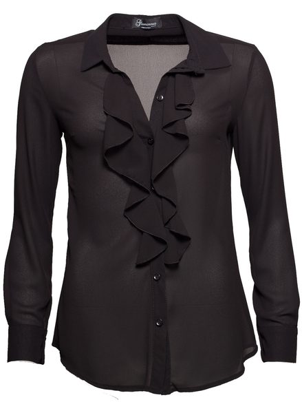 Dámska blúzka s volánom - čierna -