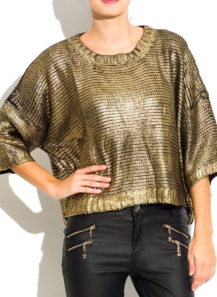 Dámský svetr zlatý - černý -