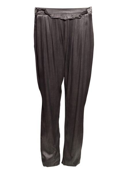 Dámské lesklé kalhoty na gumu - šedá -