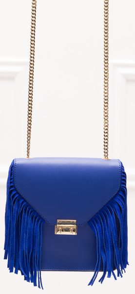 Dámske luxusné kožená kabelka cez plece - kráľovská modrá -