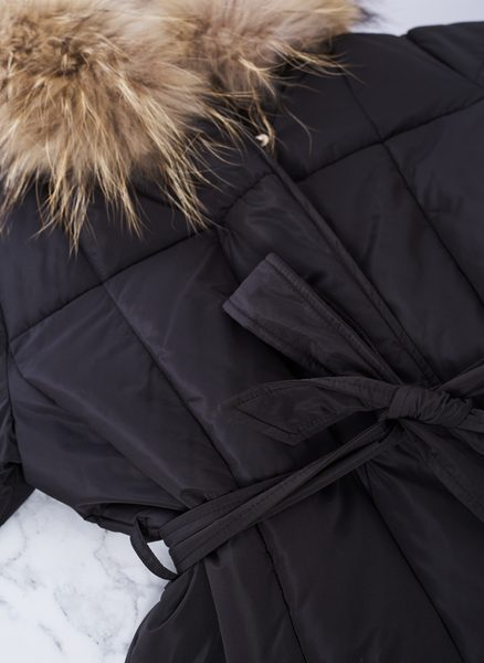 Winter jacket with real fox fur Due Linee - Black -