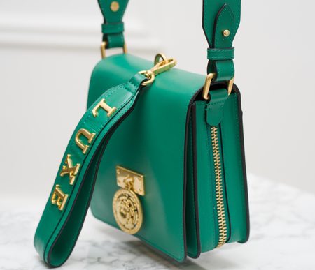 Geantă din piele crossbody pentru femei Guess Luxe - Verde -