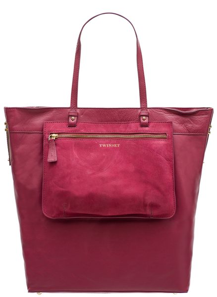 Real leather shoulder bag TWINSET - Wine -