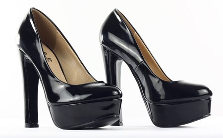 -30% Dámské černé lodičky na platformě lesklé -