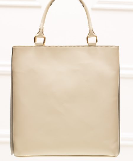 Dámská kožená kabelka s třásněmi - béžová -