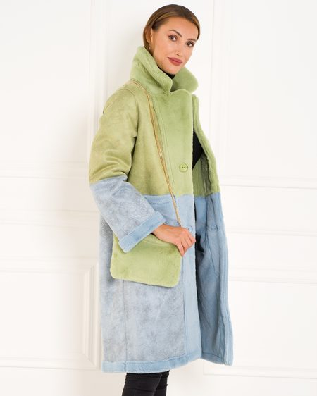 Dámský oboustranný kabát zeleno - modrá -