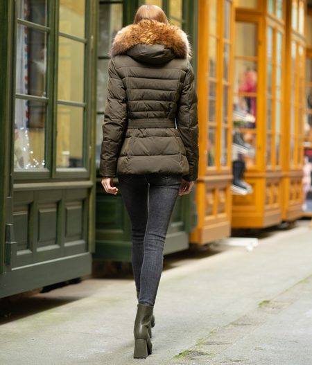 Winter jacket with real fox fur Due Linee - Green -