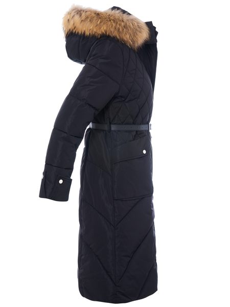 Dámská prošívaná zimní bunda s pravým mývalovcem -