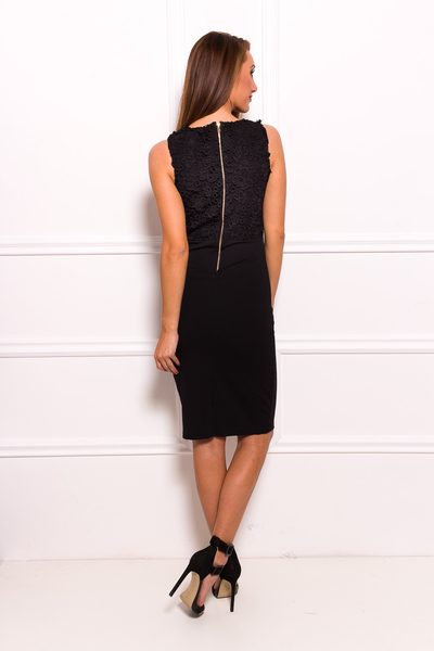 Dámské elegantní šaty černé s krajkovým výstřihem -