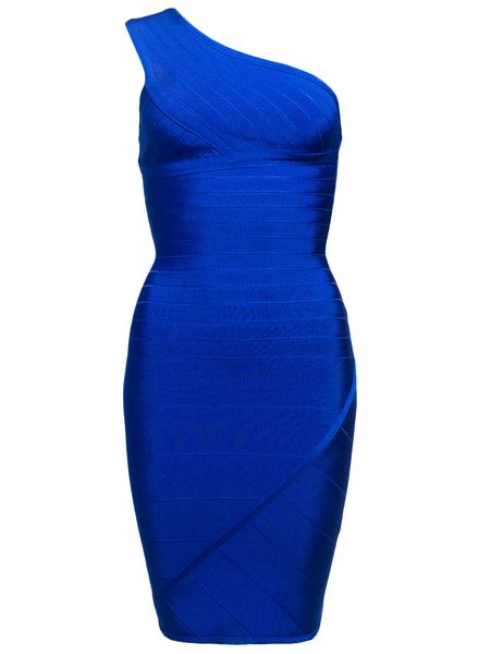 Damska party sukienka|||Damska bandażowa sukienka GLAM&GLAMADISE - niebieski -