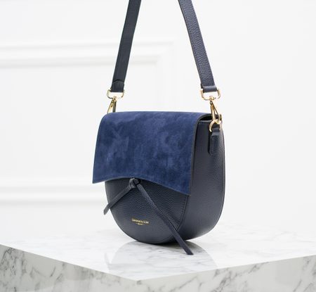 Real leather shoulder bag Glamorous by GLAM - Dark blue -