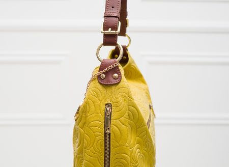 Real leather shoulder bag Glamorous by GLAM - Yellow -