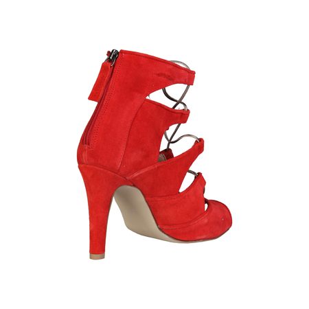 Dámske kožené sandále červené -